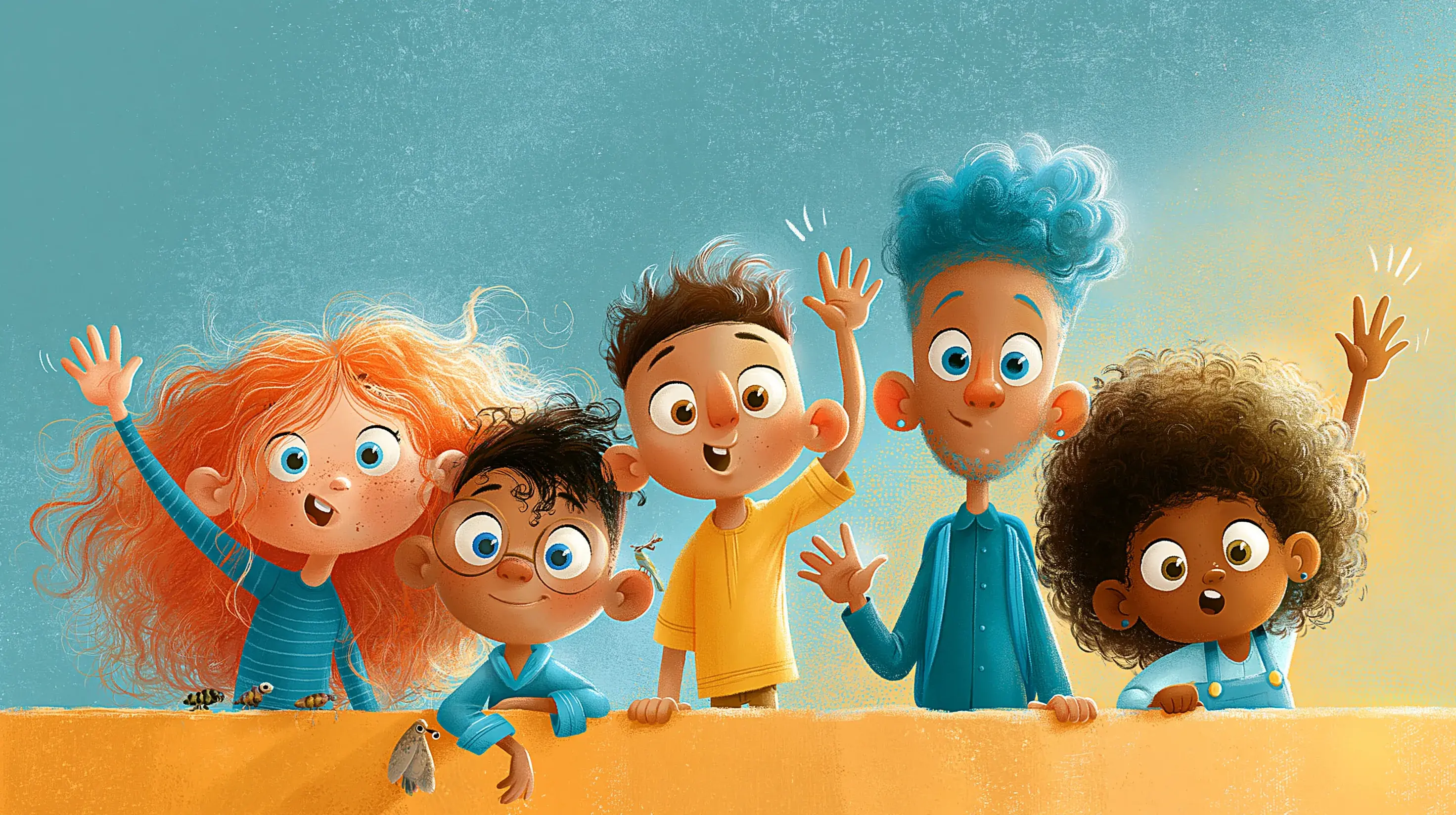 Children waving